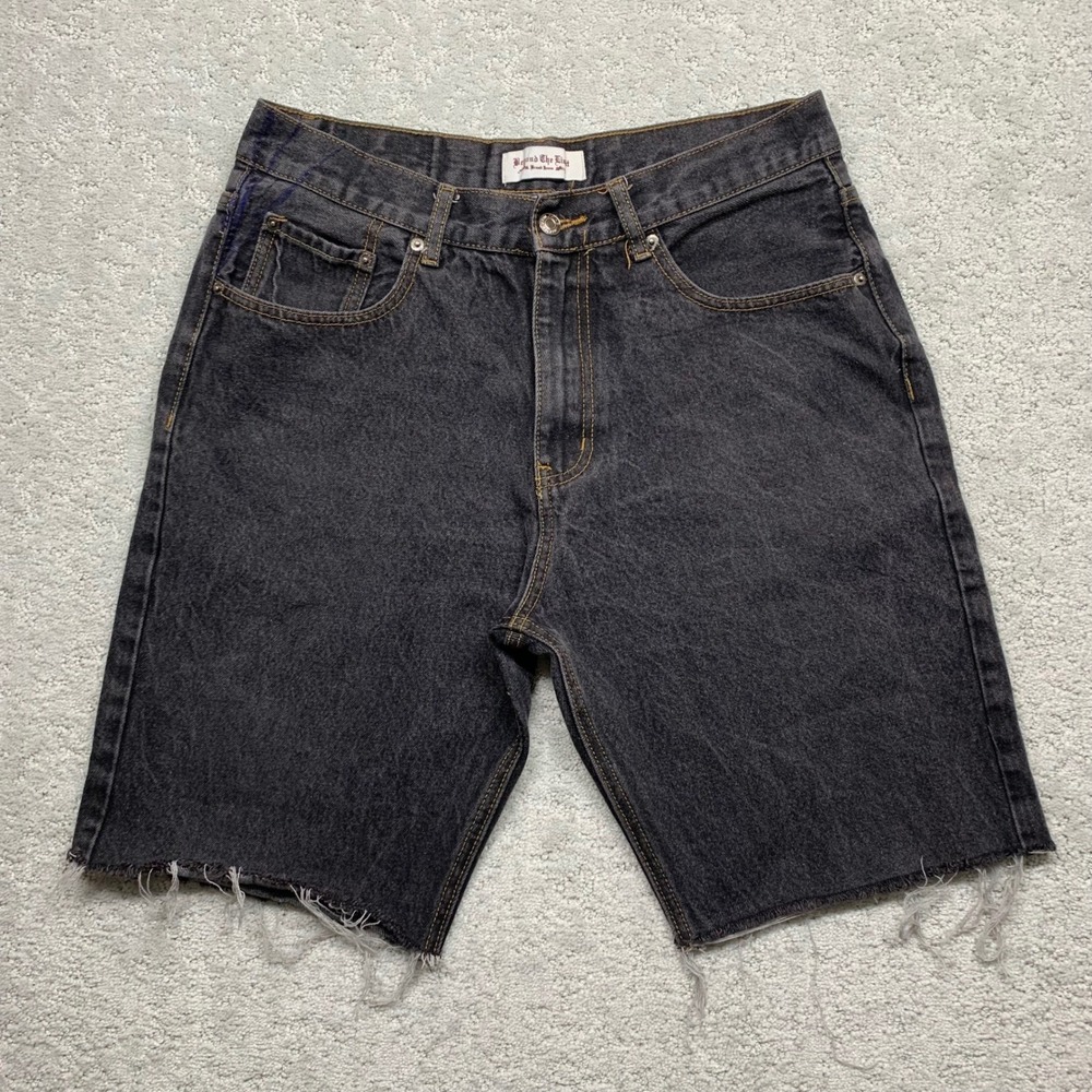 Beyond The Limit‎ Mens Denim Shorts Size 36 Black Frayed Hem Skate Grunge Y2k